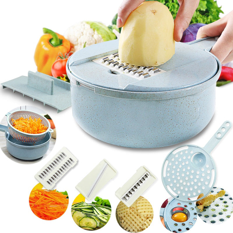 Mandoline Slicer Vegetable Slicer Potato Peeler Carrot Onion Grater with Strainer Vegetable Cutter 8 in 1 Kitchen Accessories