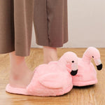 lovely Pink Fuzzy Flamingo Slippers