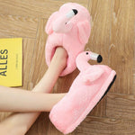 lovely Pink Fuzzy Flamingo Slippers