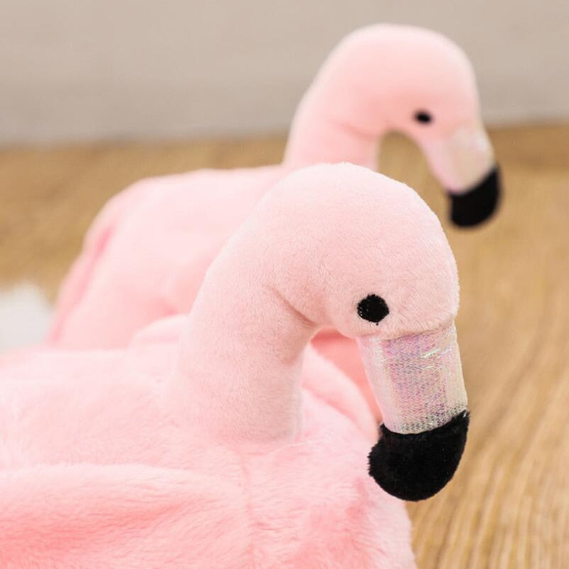 lovely Pink Fuzzy Flamingo Slippers