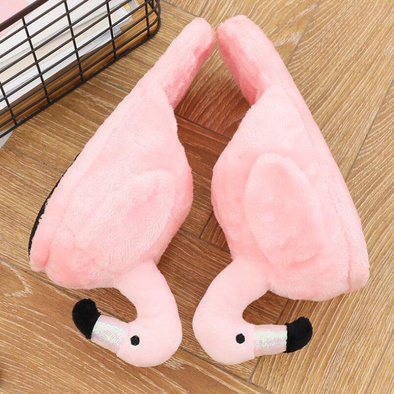 lovely Pink Fuzzy Flamingo Slippers